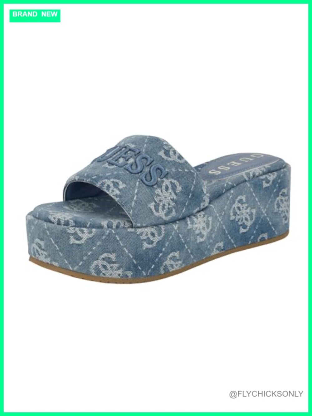Denim Slide Sandal Open Toe 2.36" Platform Wedge Slip On